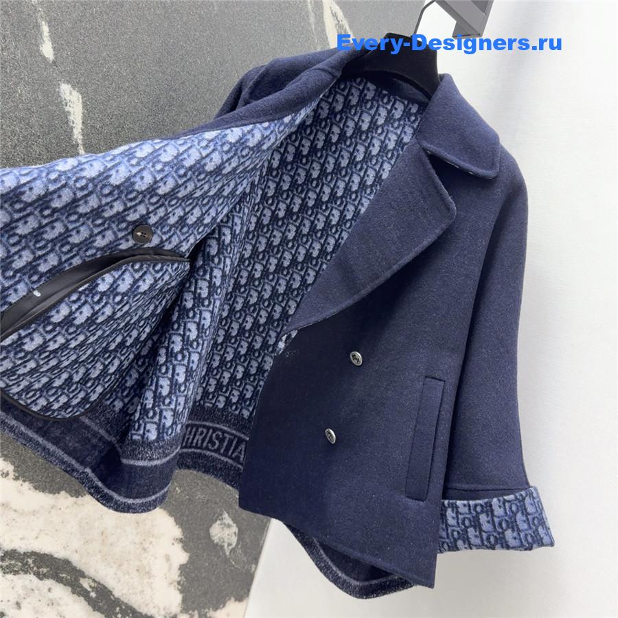 D10r dark blue cropped wool coat