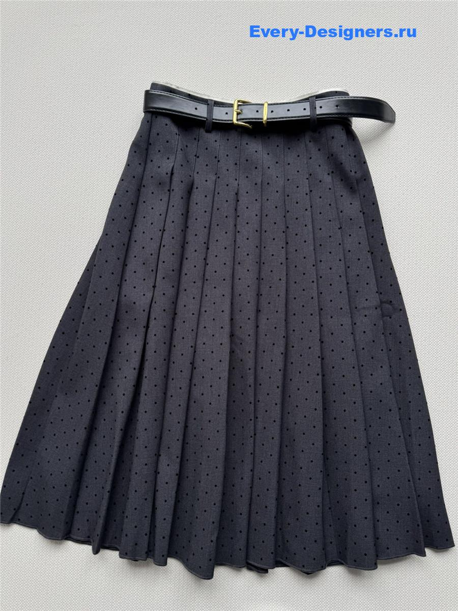 Miu Miu Polka-Dot Pleated Skirt