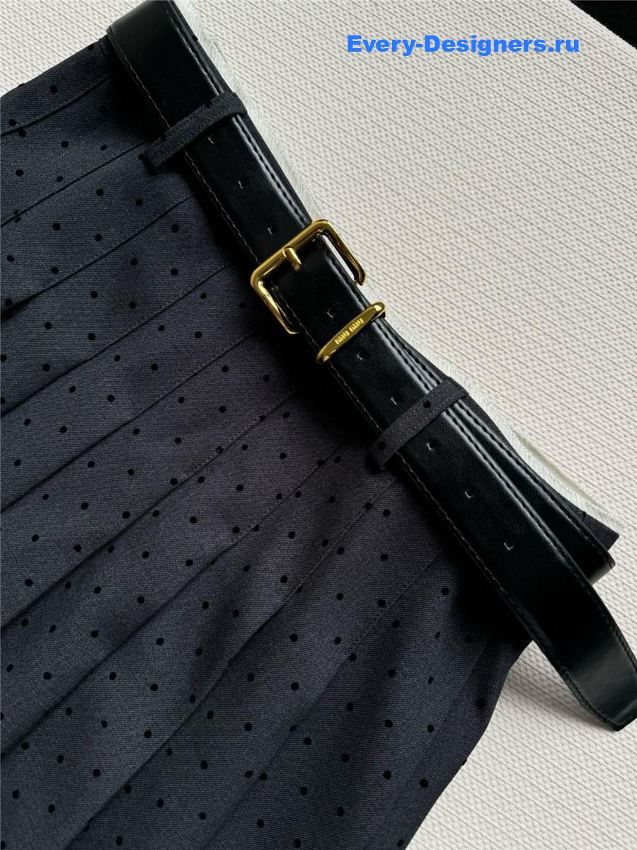 Miu Miu Polka-Dot Pleated Skirt