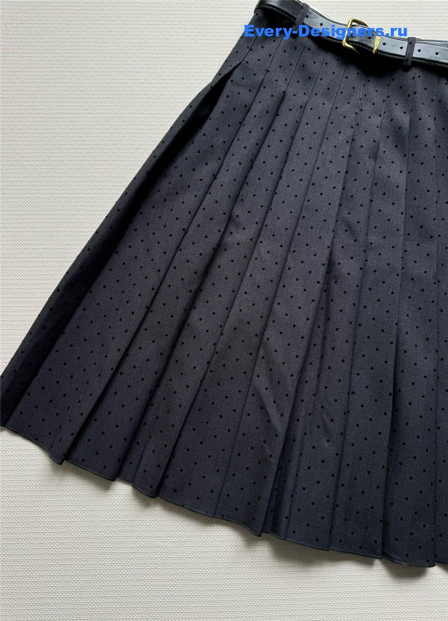 Miu Miu Polka-Dot Pleated Skirt