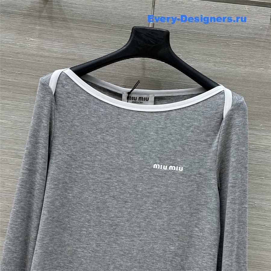 Miu Miu Grey Cropped Wool Sweater