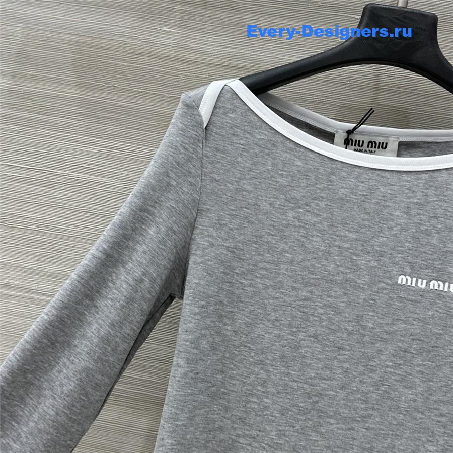 Miu Miu Grey Cropped Wool Sweater