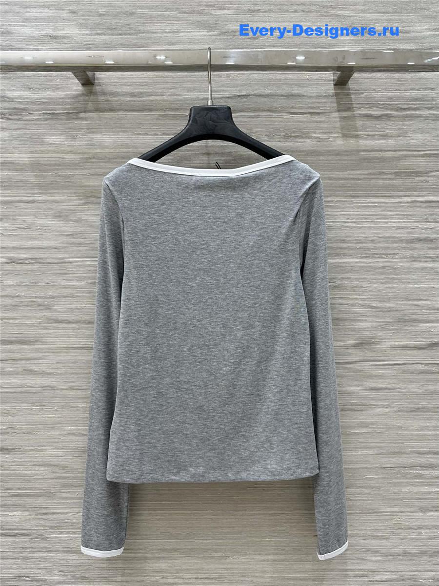 Miu Miu Grey Cropped Wool Sweater