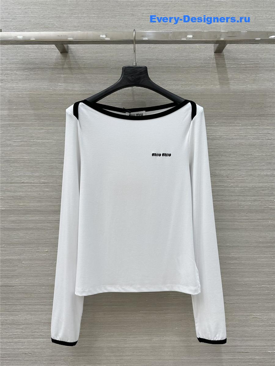 Miu Miu White Cropped Wool Sweater