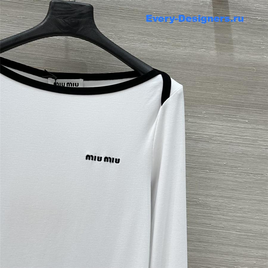Miu Miu White Cropped Wool Sweater