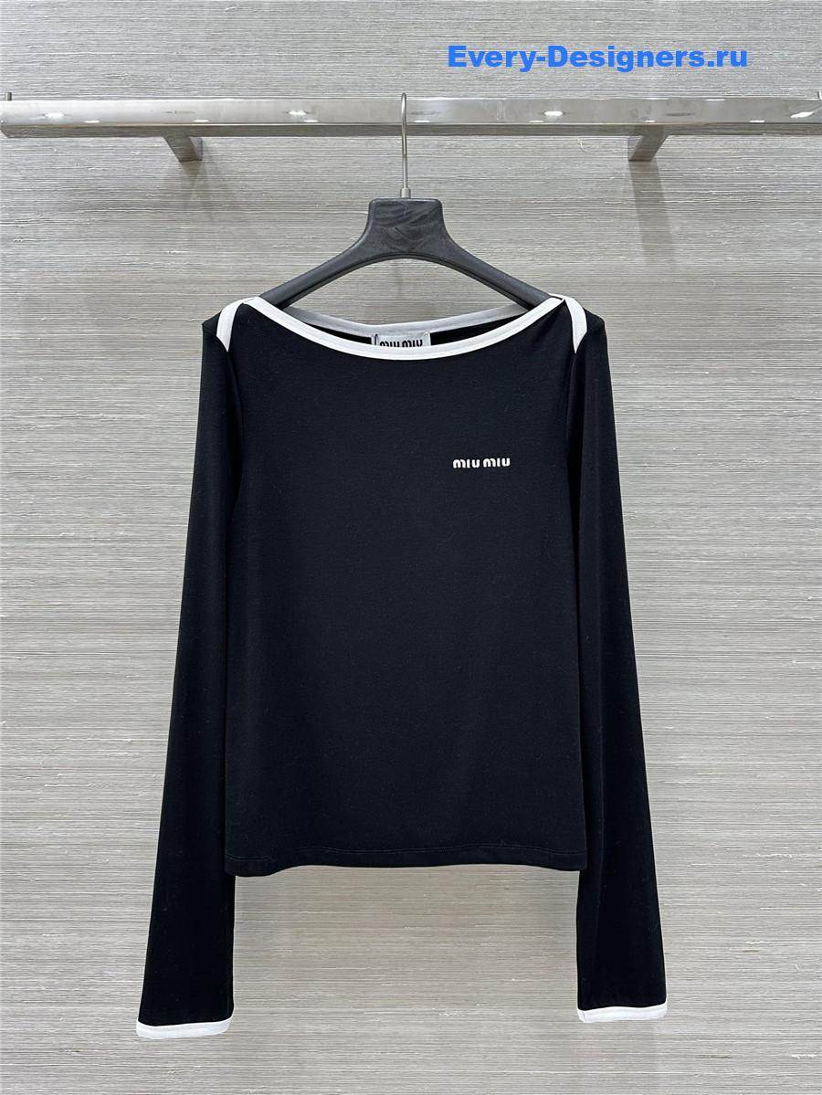 Miu Miu Black Cropped Wool Sweater