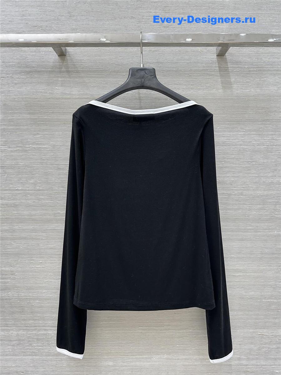 Miu Miu Black Cropped Wool Sweater