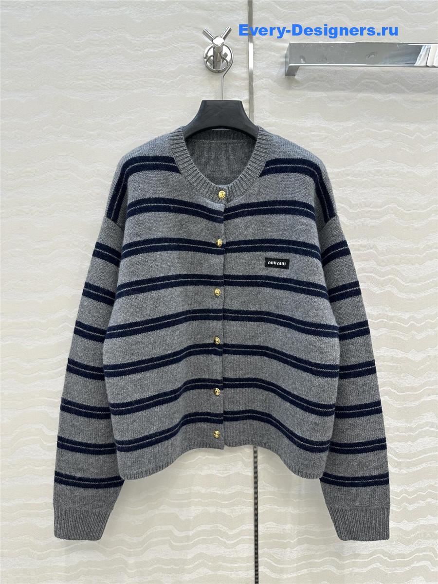 Miu Miu Grey/Navy Cashmere Cardigan