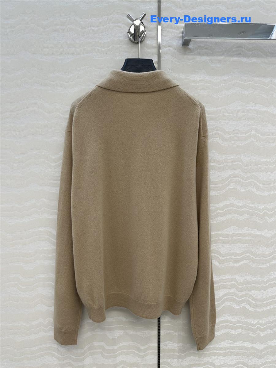 Miu Miu Camel Brown Cashmere Polo Shirt