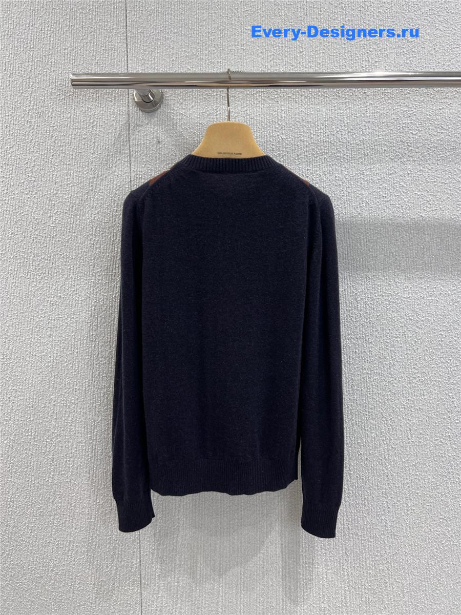 Miu Miu Navy Cashmere Polo Shirt
