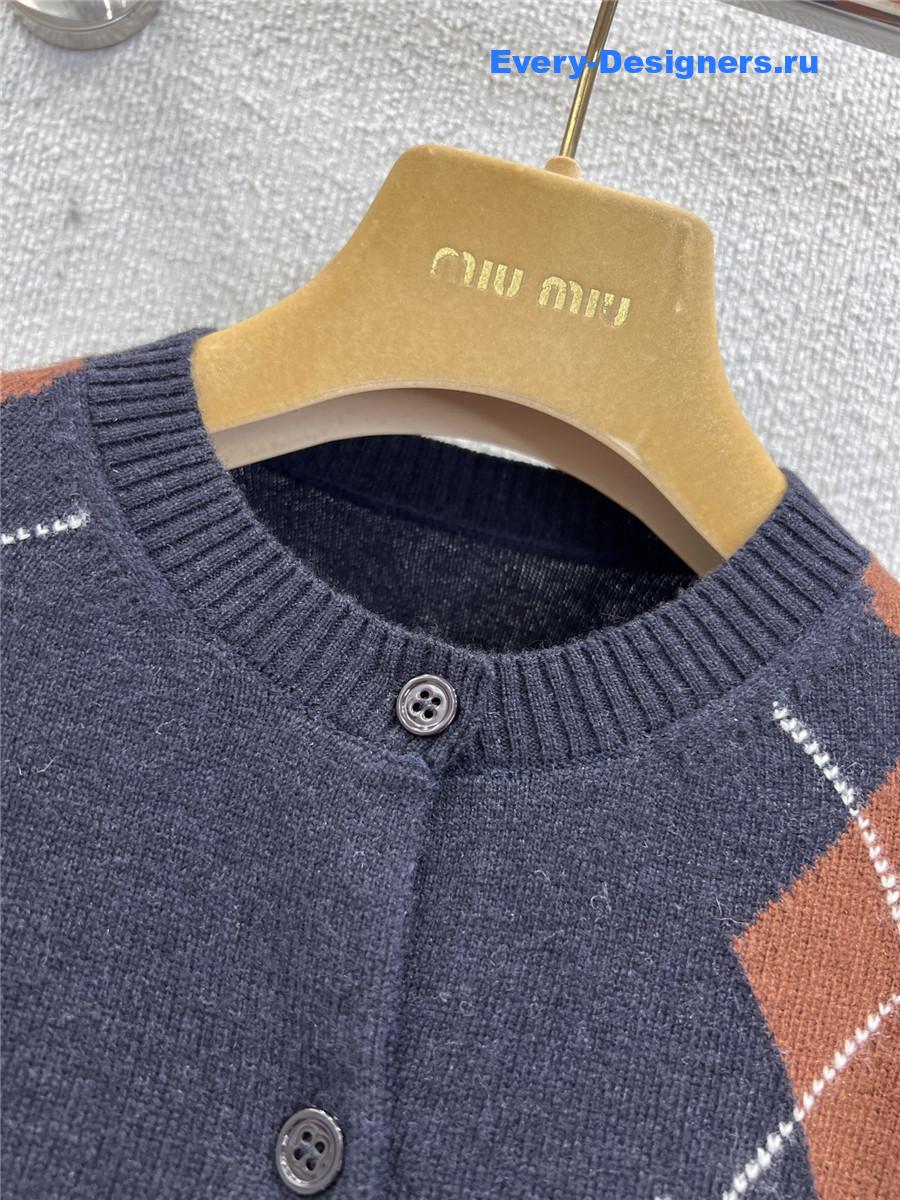 Miu Miu Navy Cashmere Polo Shirt