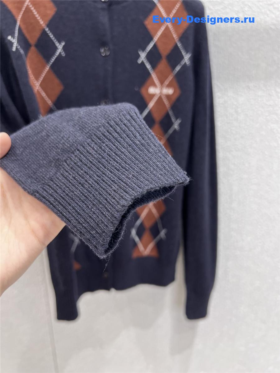 Miu Miu Navy Cashmere Polo Shirt