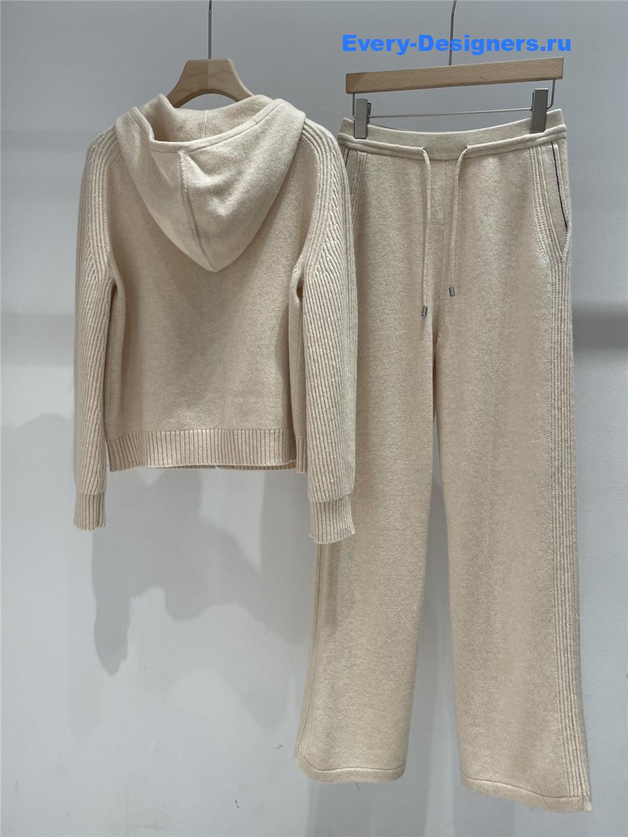 Loro iana Cashmere Wool Wide Leg Pants Set