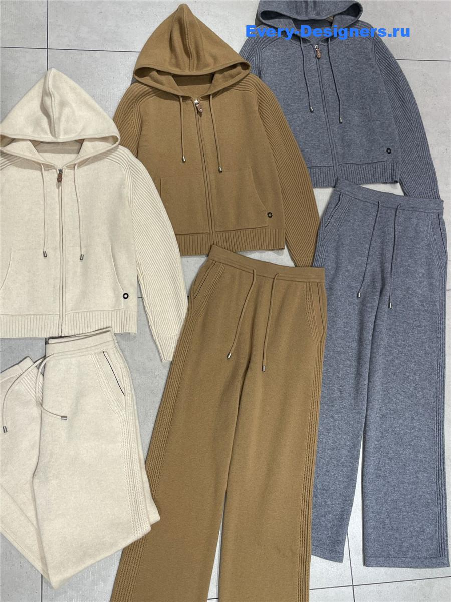 Loro iana Cashmere Wool Wide Leg Pants Set