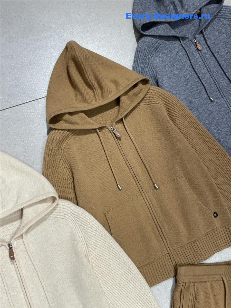 Loro iana Cashmere Wool Wide Leg Pants Set