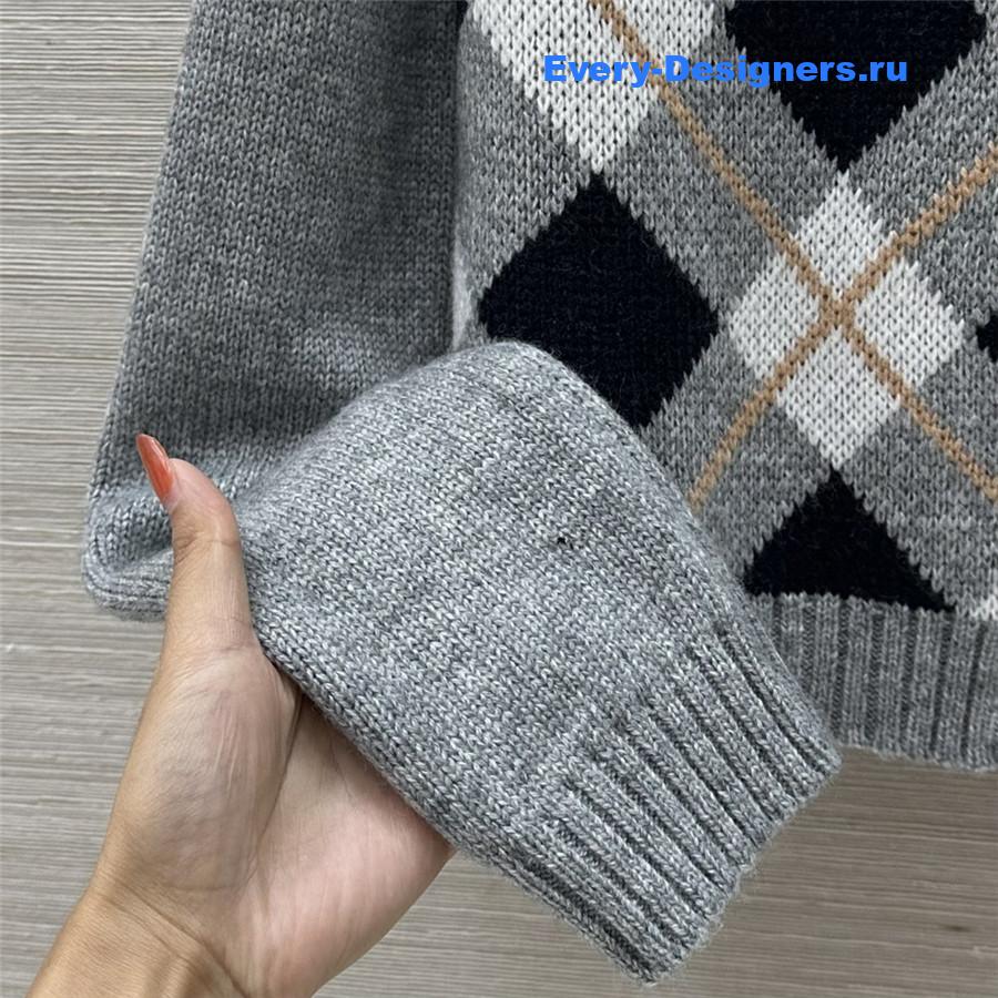 Pra*a cashmere argyle crewneck cardigan