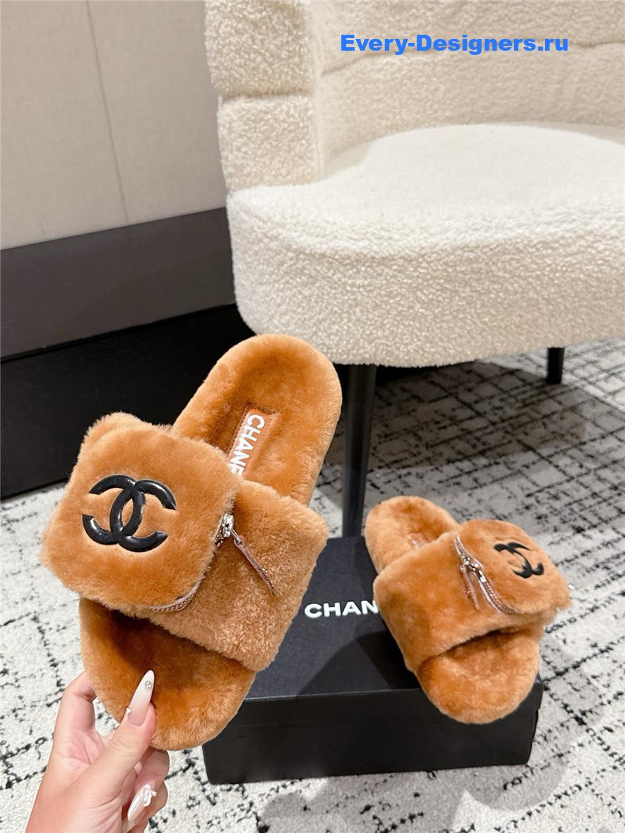 Ch**el brown logo cc wool slides