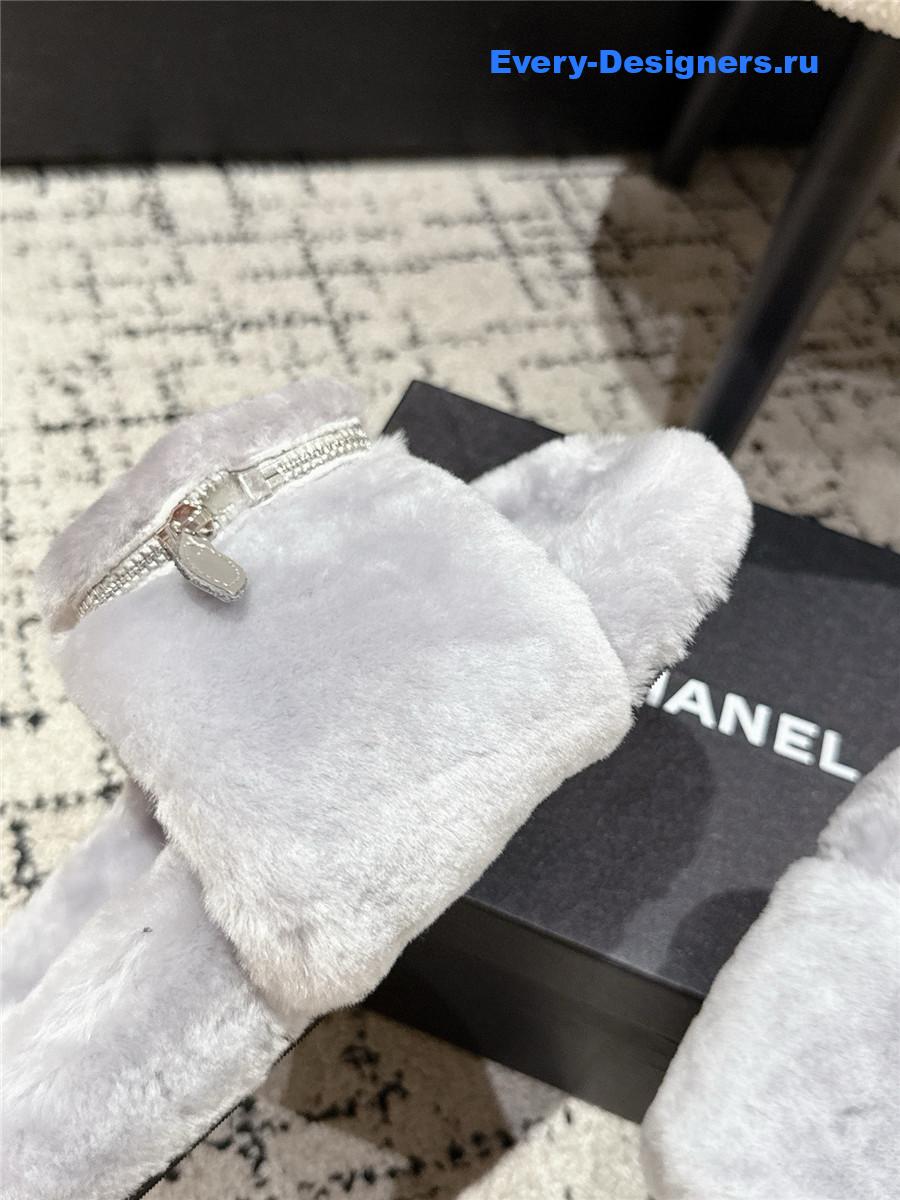 Ch**el gray logo cc wool slides