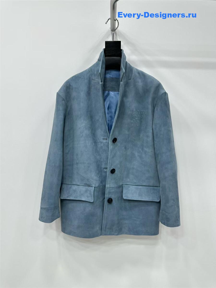 Pra*a aviator blue nappa leather jacket
