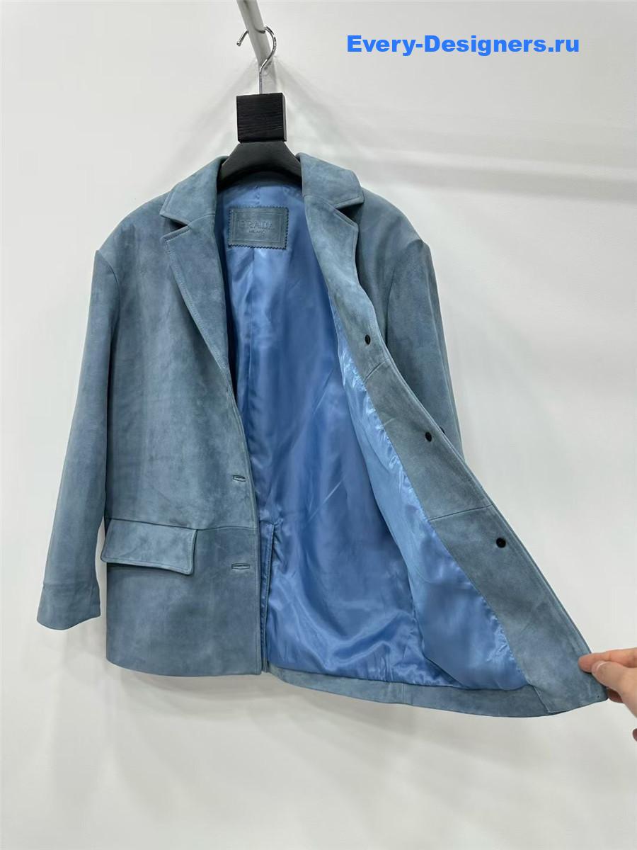 Pra*a aviator blue nappa leather jacket