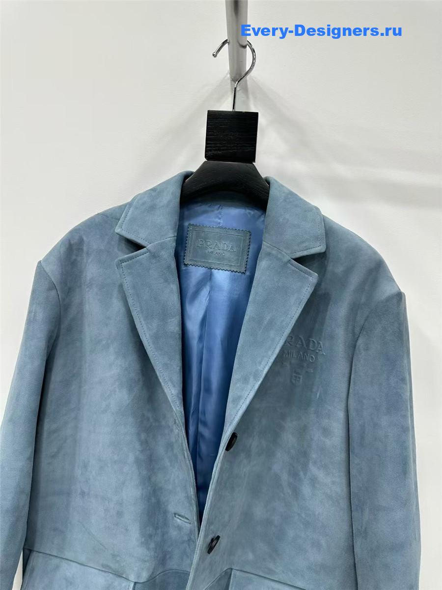 Pra*a aviator blue nappa leather jacket