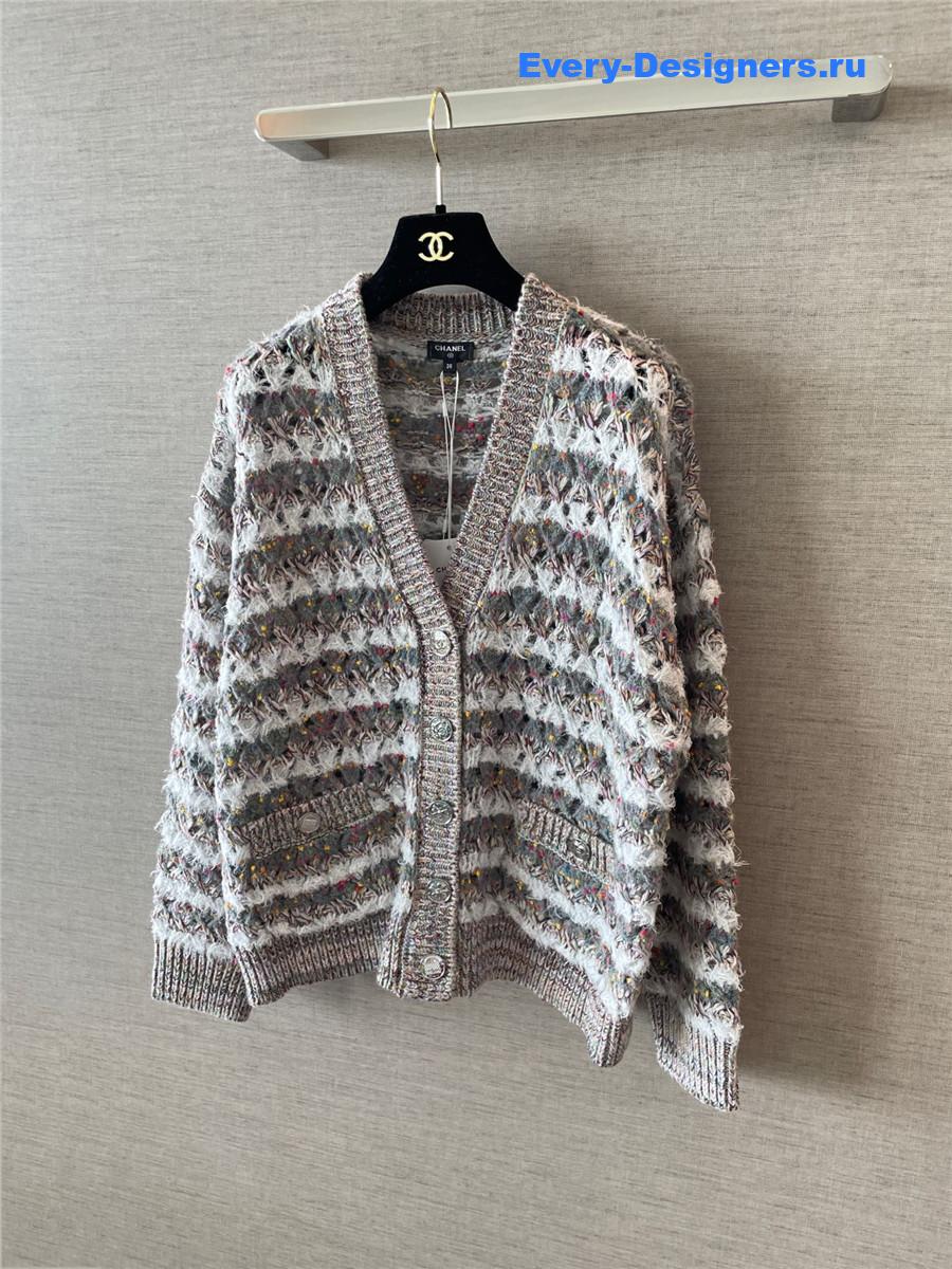Ch**el light gray wool & cashmere cardigan