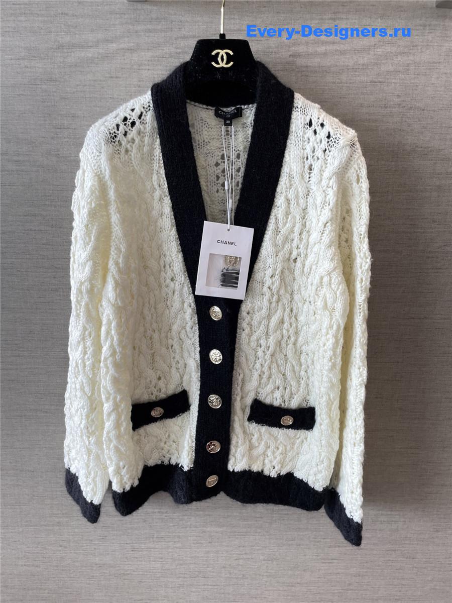 Ch**el white wool cashmere cardigan