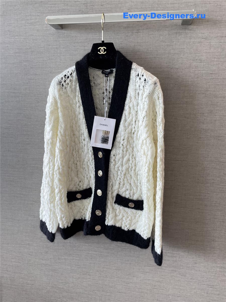 Ch**el white wool cashmere cardigan
