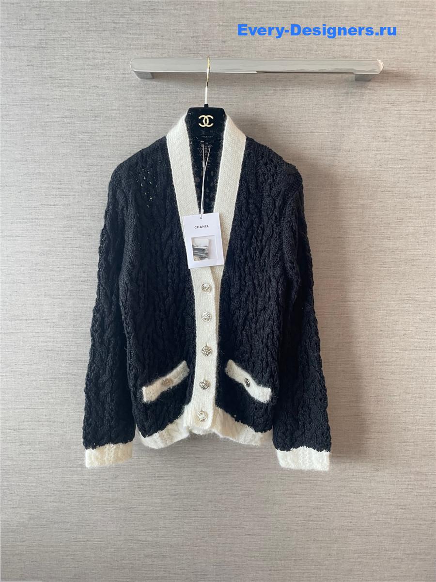 Ch**el black wool cashmere cardigan