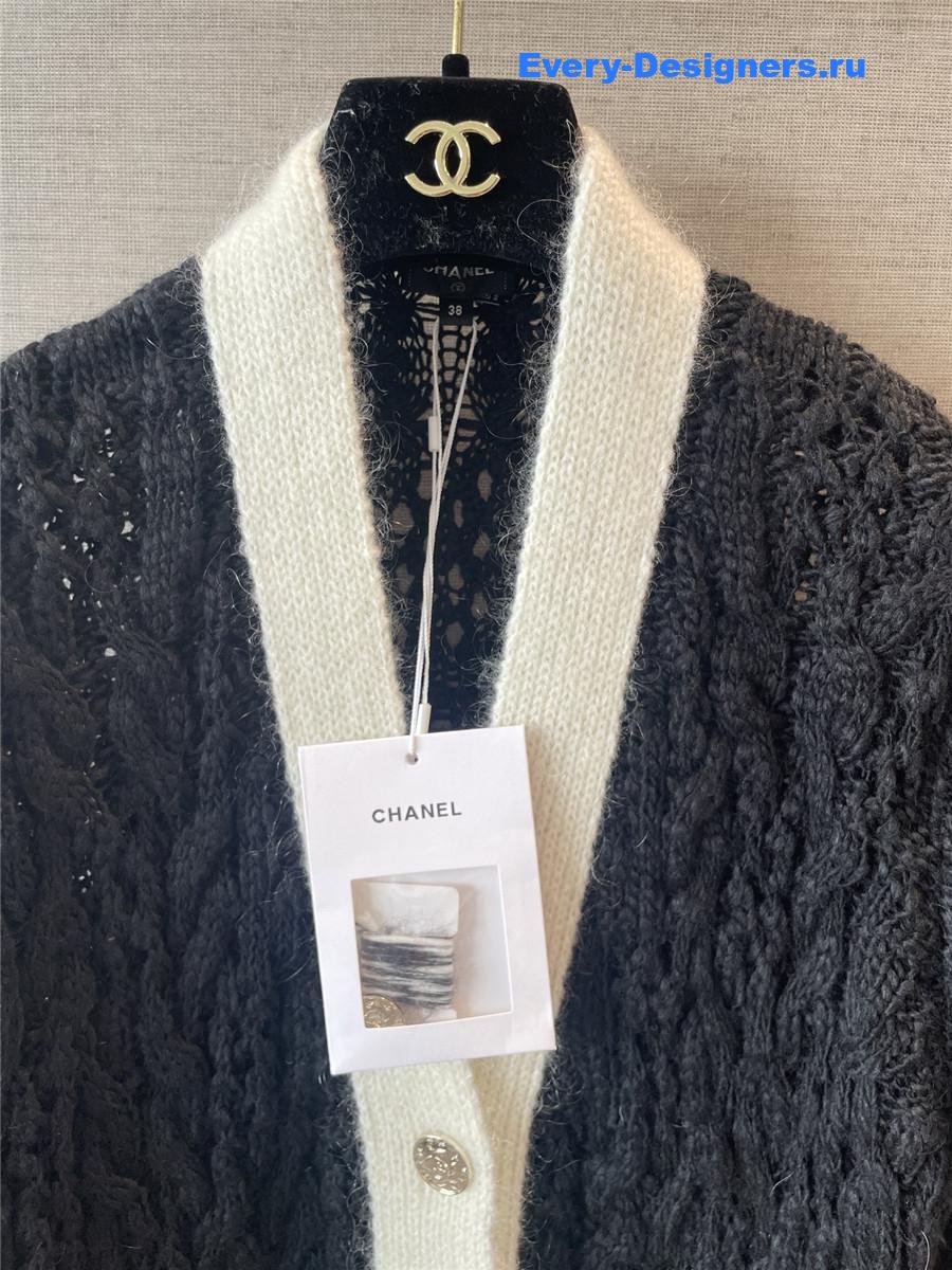 Ch**el black wool cashmere cardigan