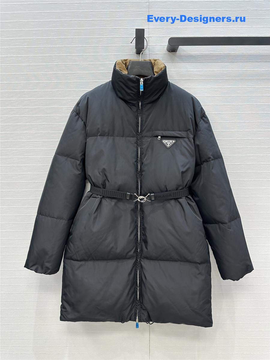 Pra*a re-nylon gabardine hooded down coat