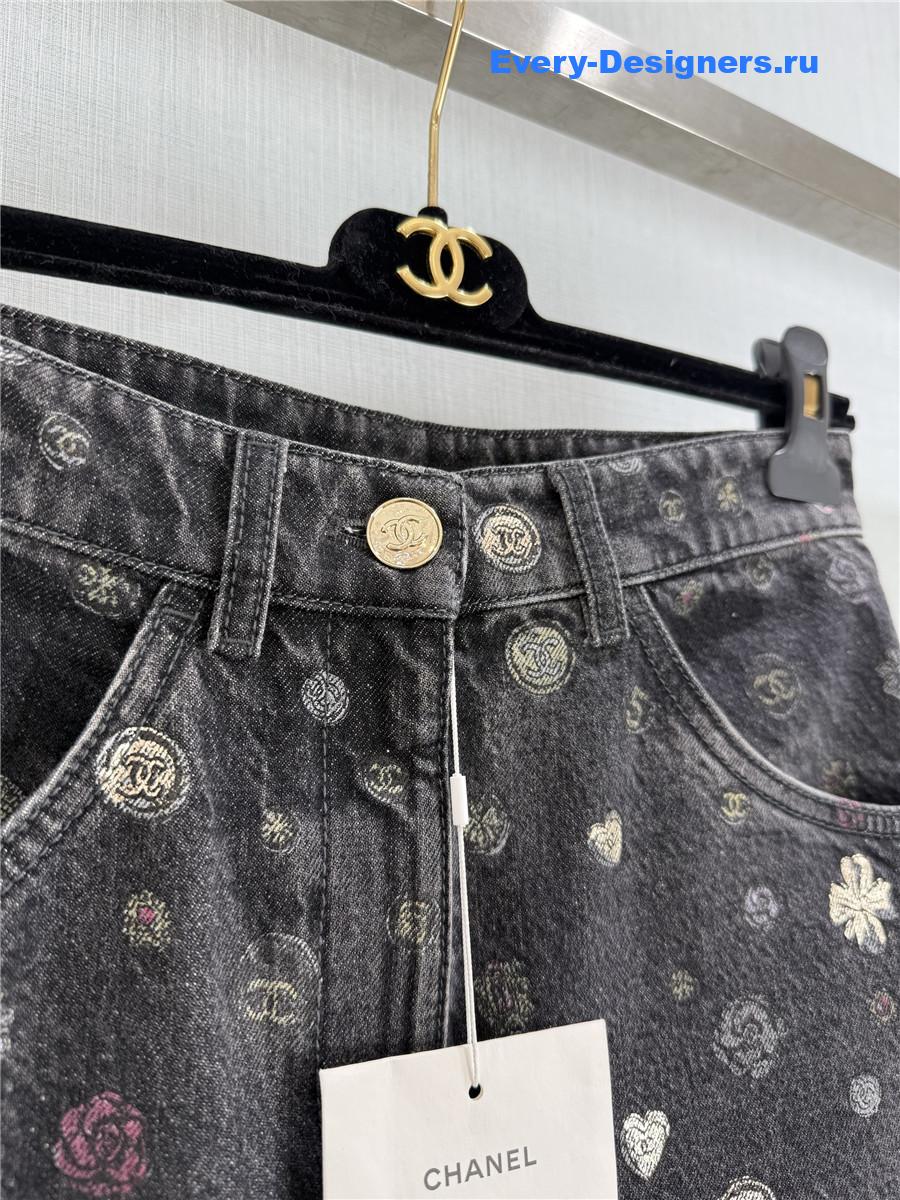 Ch**el dark gray laminated denim jeans