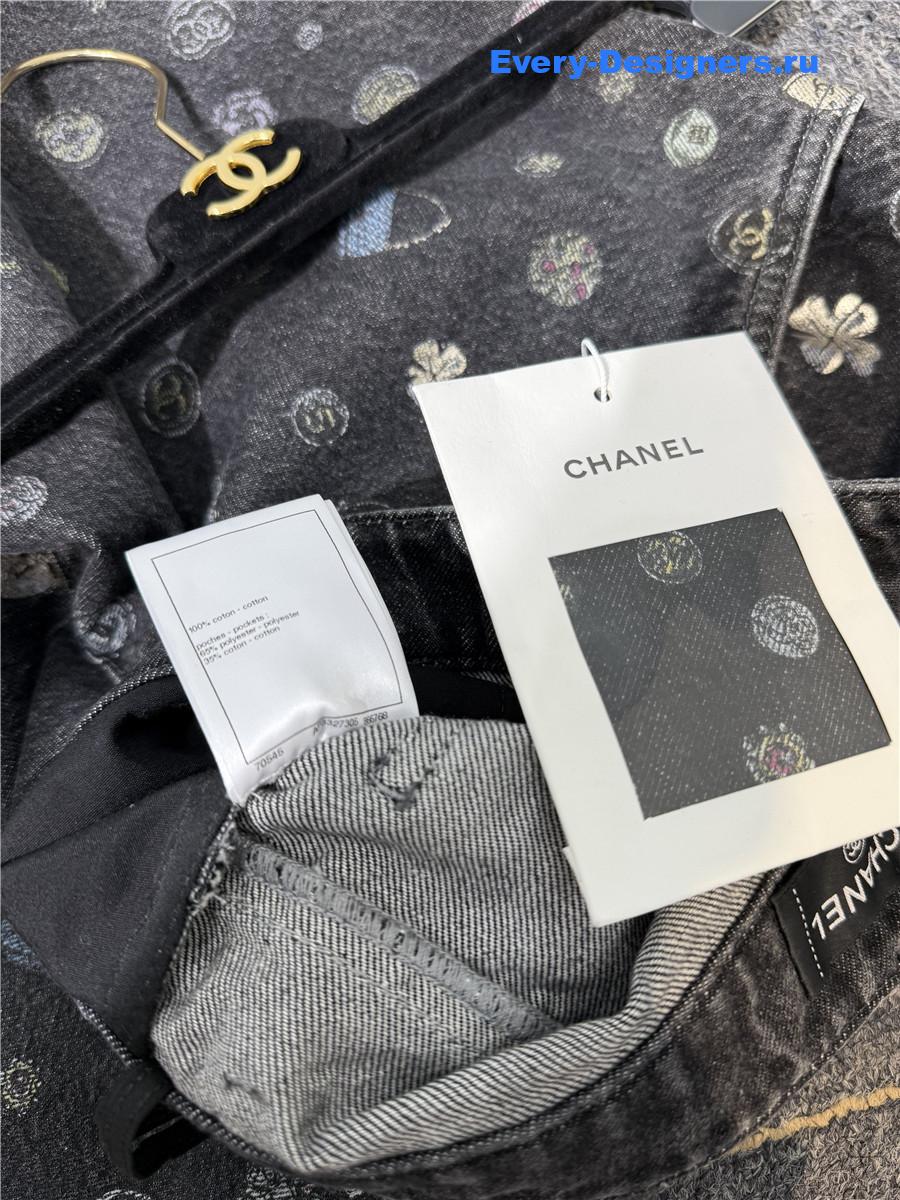 Ch**el dark gray laminated denim jeans