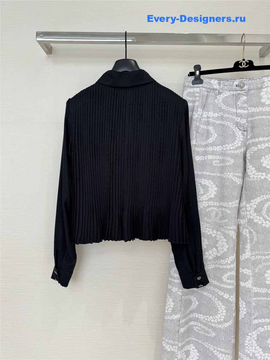 Ch**el black four-pocket silk shirt