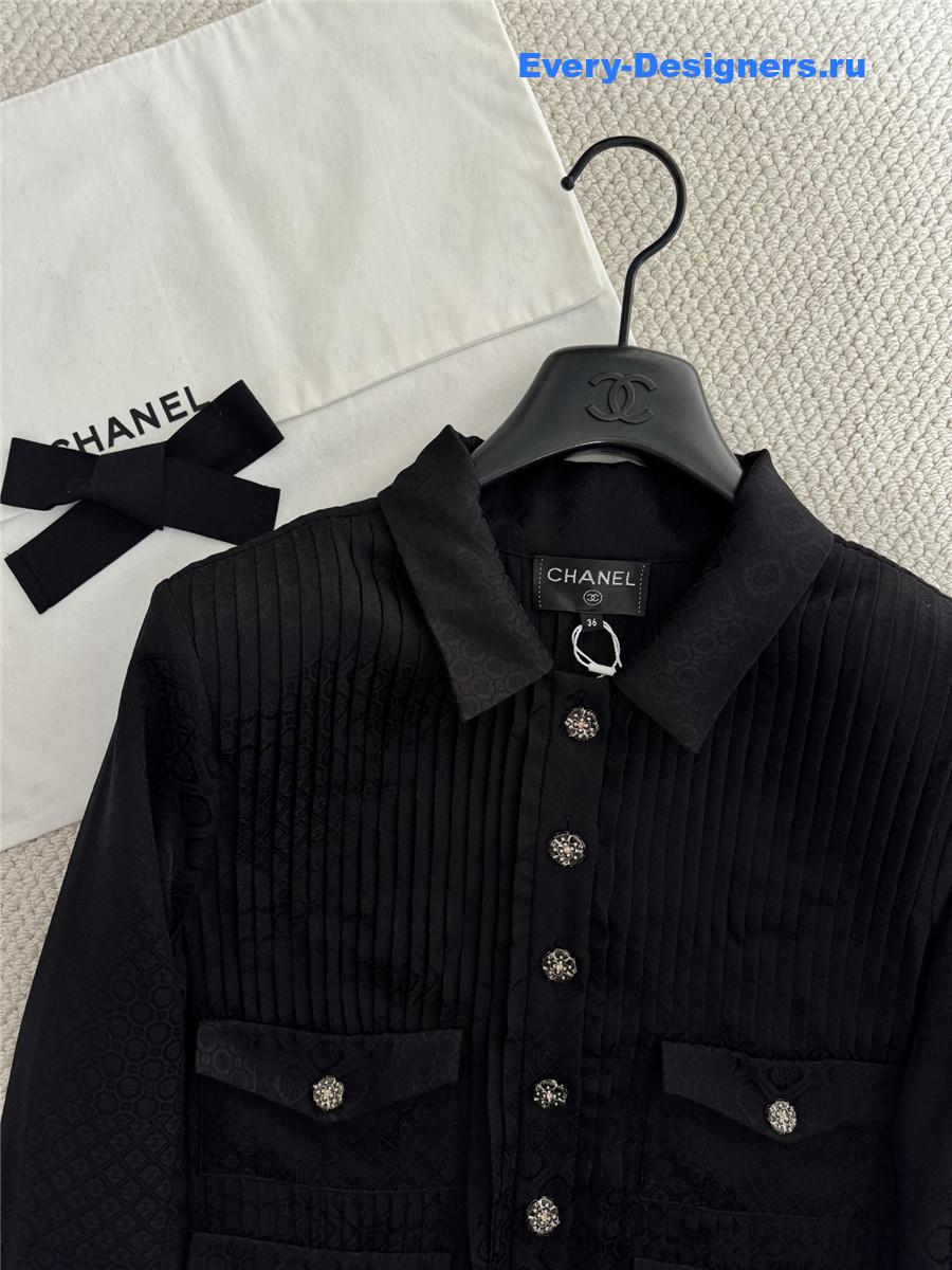 Ch**el black four-pocket silk shirt