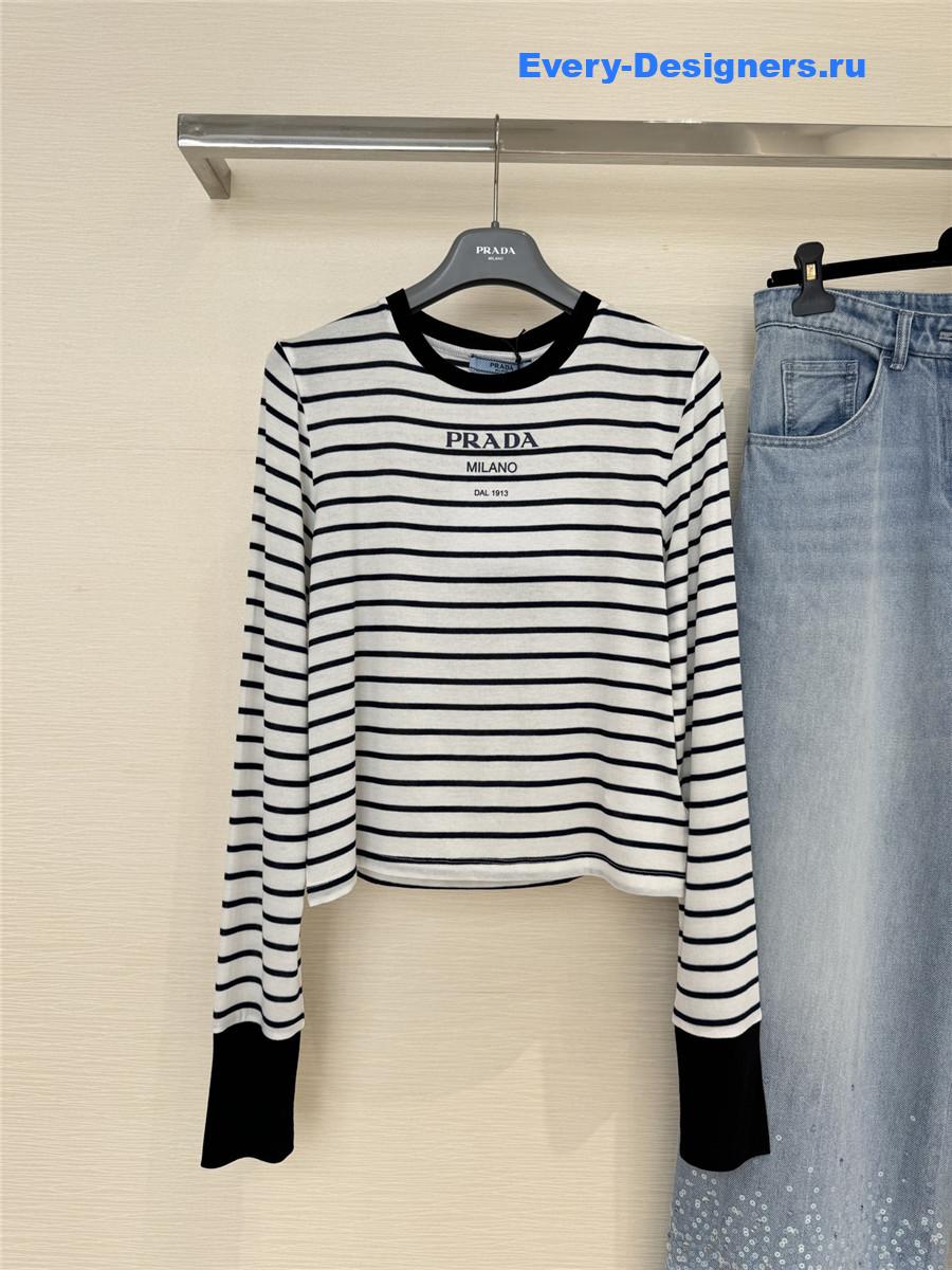 Pra*a logo-print striped jumper sweater