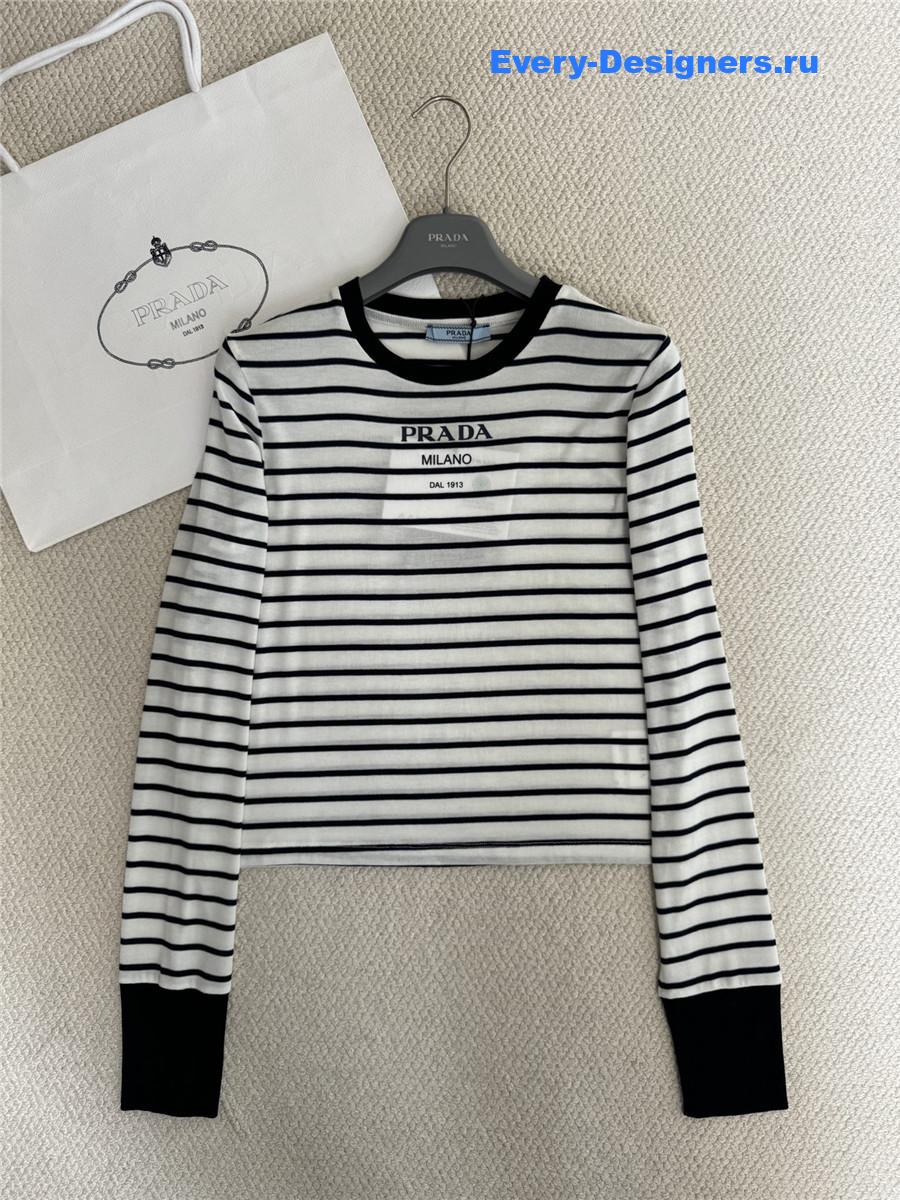Pra*a logo-print striped jumper sweater