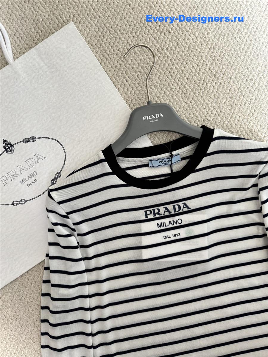 Pra*a logo-print striped jumper sweater