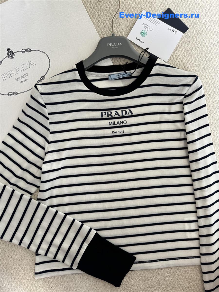 Pra*a logo-print striped jumper sweater