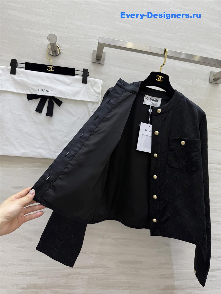 Ch**el black jacquard silk jacket