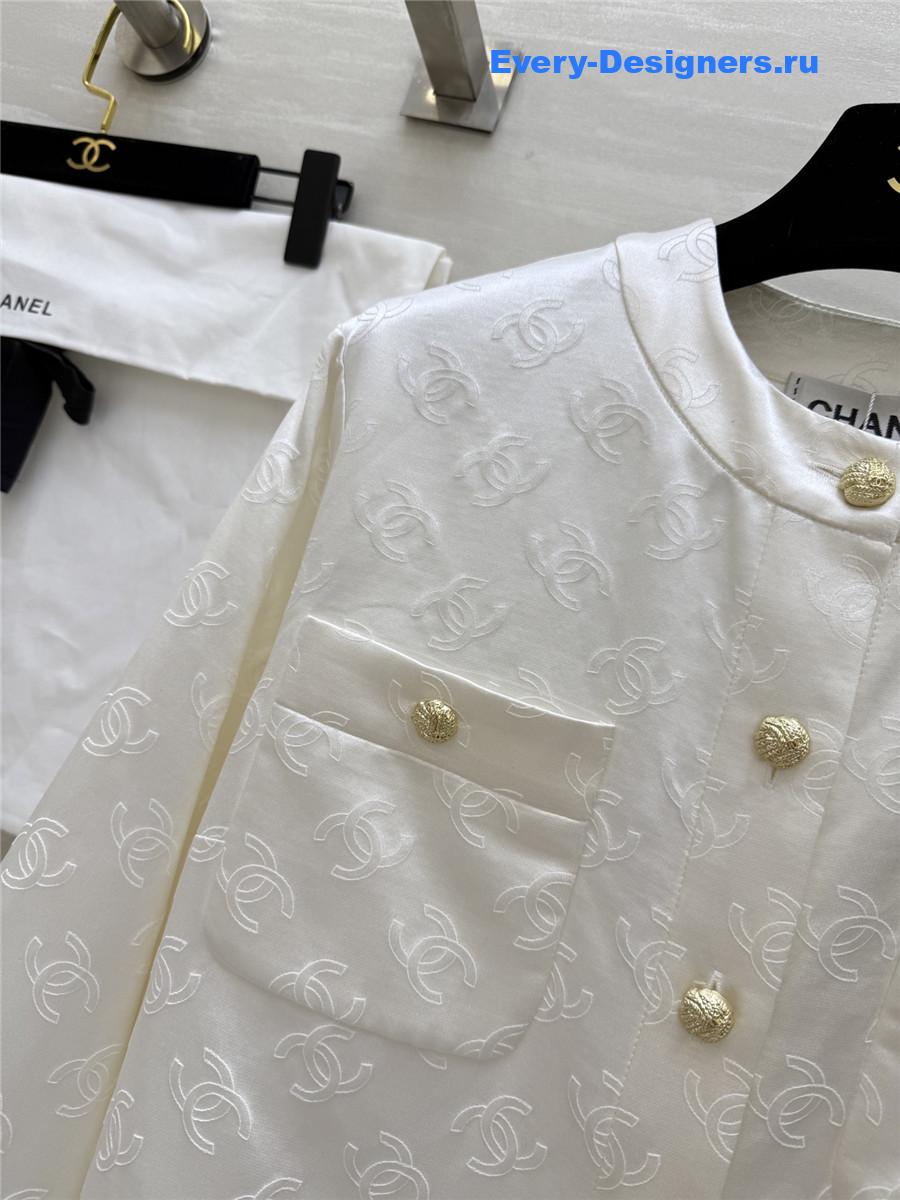 Ch**el white jacquard silk jacket