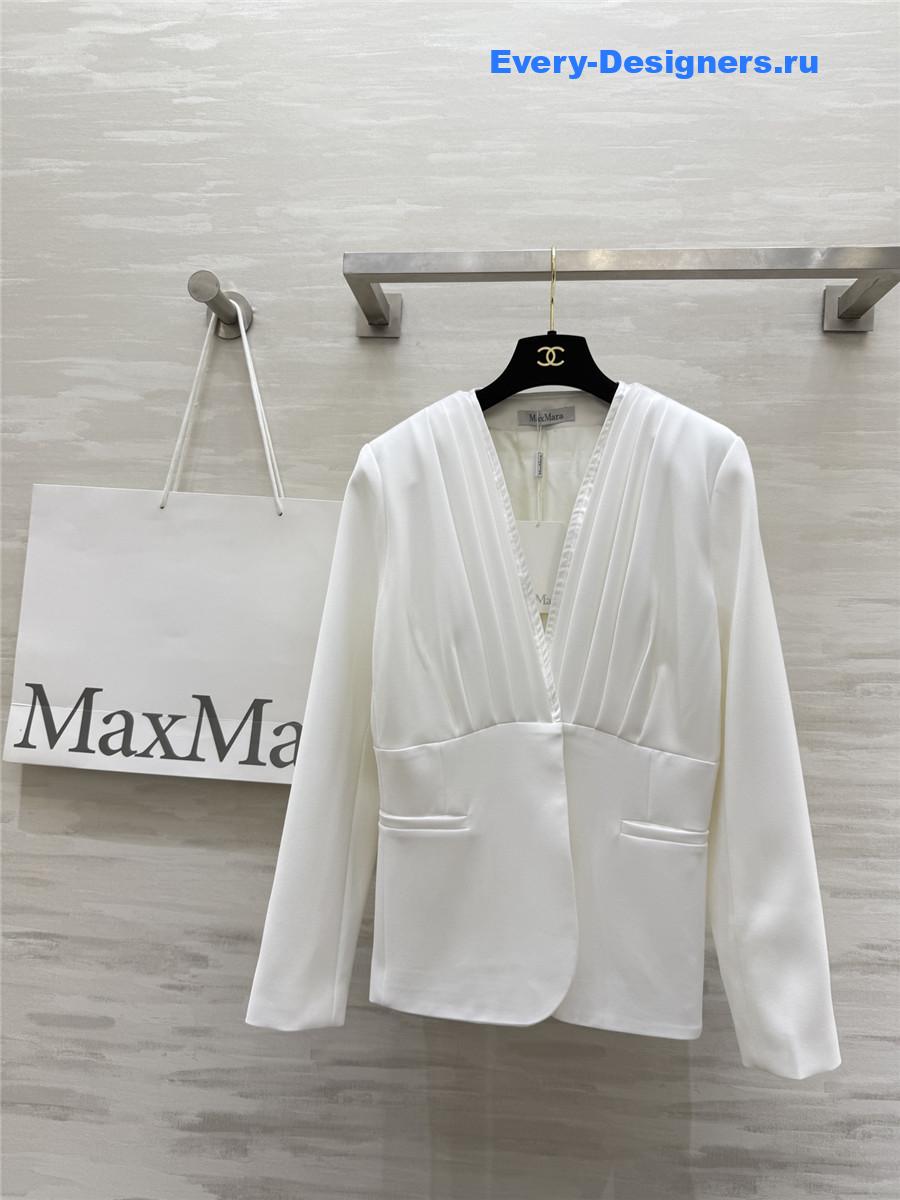 Max Mara White Crêpe Draped Jacket