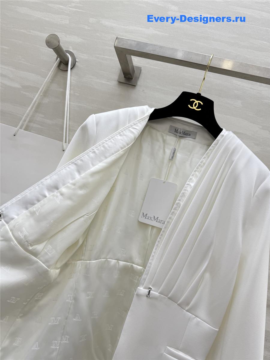 Max Mara White Crêpe Draped Jacket