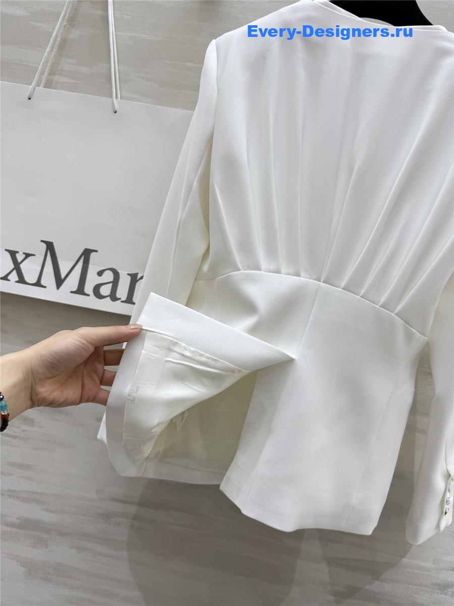 Max Mara White Crêpe Draped Jacket