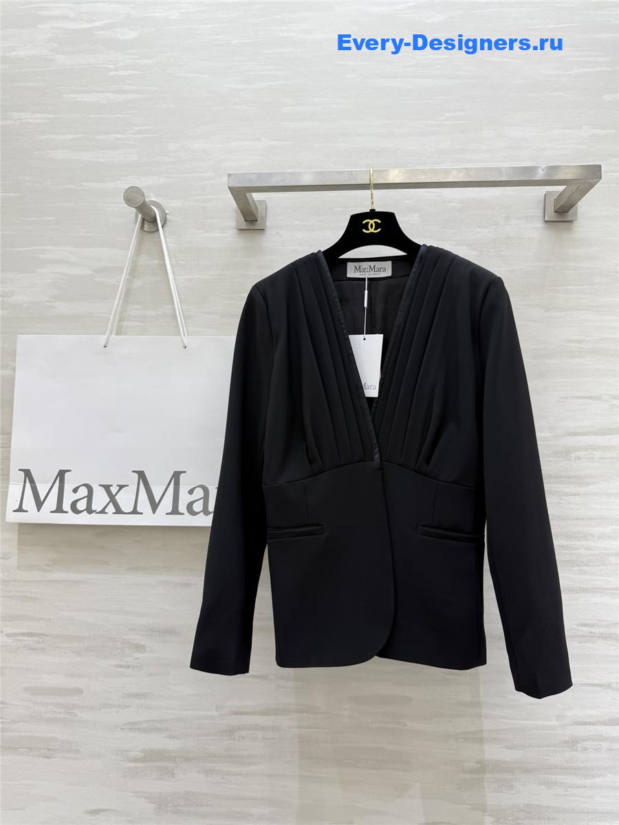 Max Mara Black Crêpe Draped Jacket