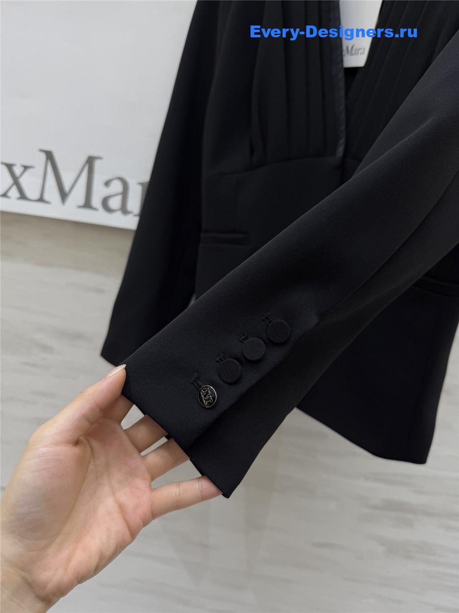 Max Mara Black Crêpe Draped Jacket