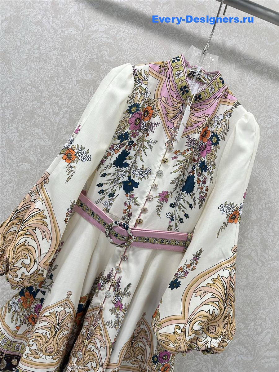 Zimm Printed Silk-Satin Mini Dress In Ecru