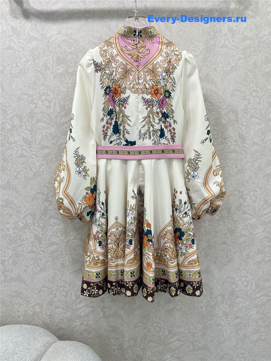 Zimm Printed Silk-Satin Mini Dress In Ecru