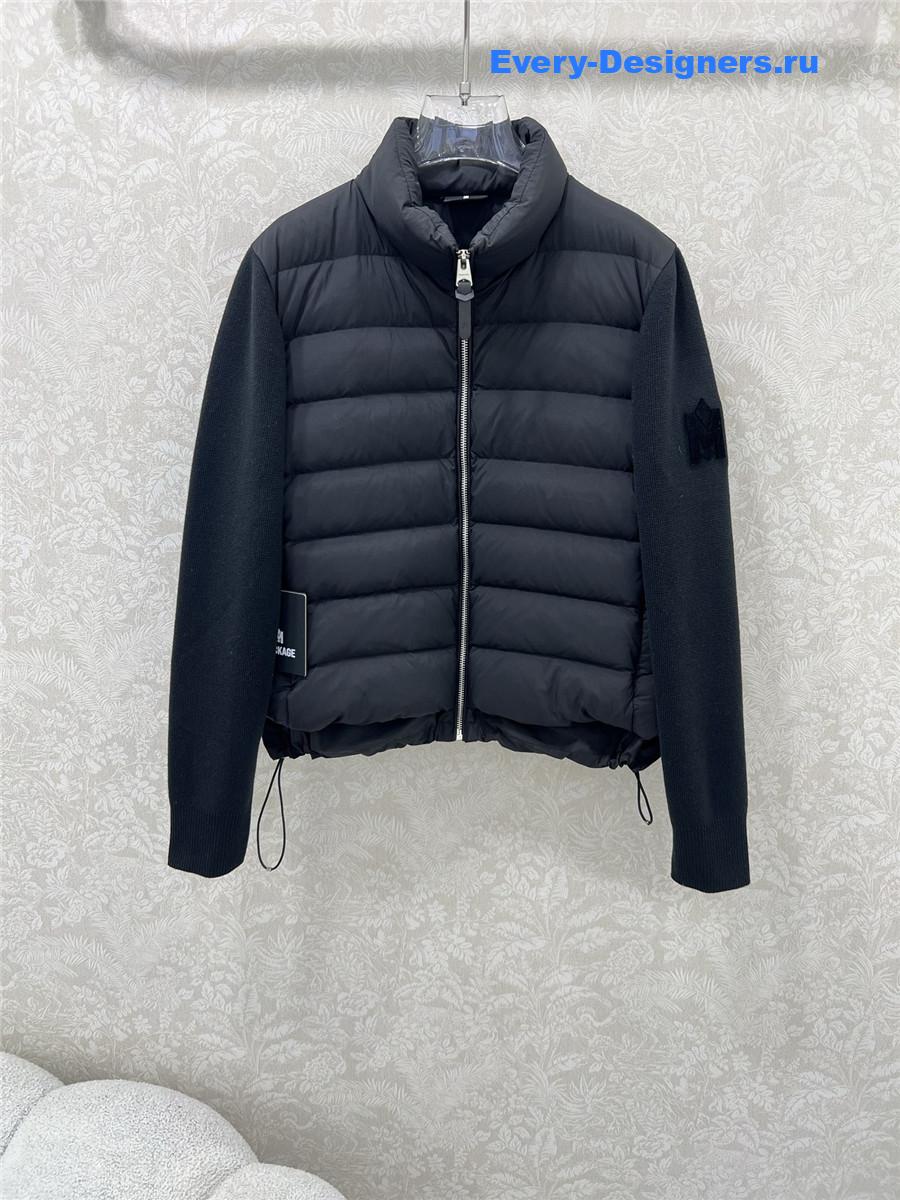 Moncler Black Padded Wool Zip-Up Cardigan