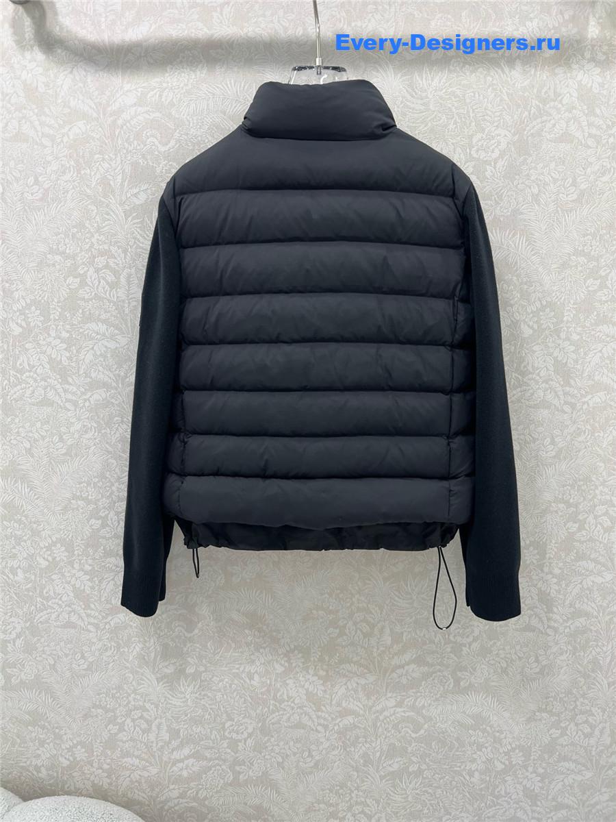 Moncler Black Padded Wool Zip-Up Cardigan